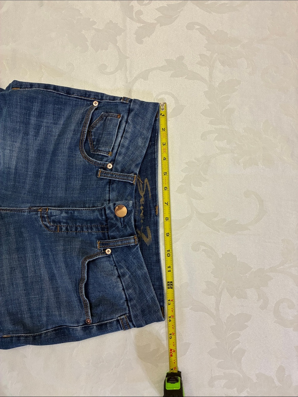 Women’s Seven7 Distressed USA Flag & Red Lace Patched Jeans, High Rise, Size 4 - Picture 9 of 16